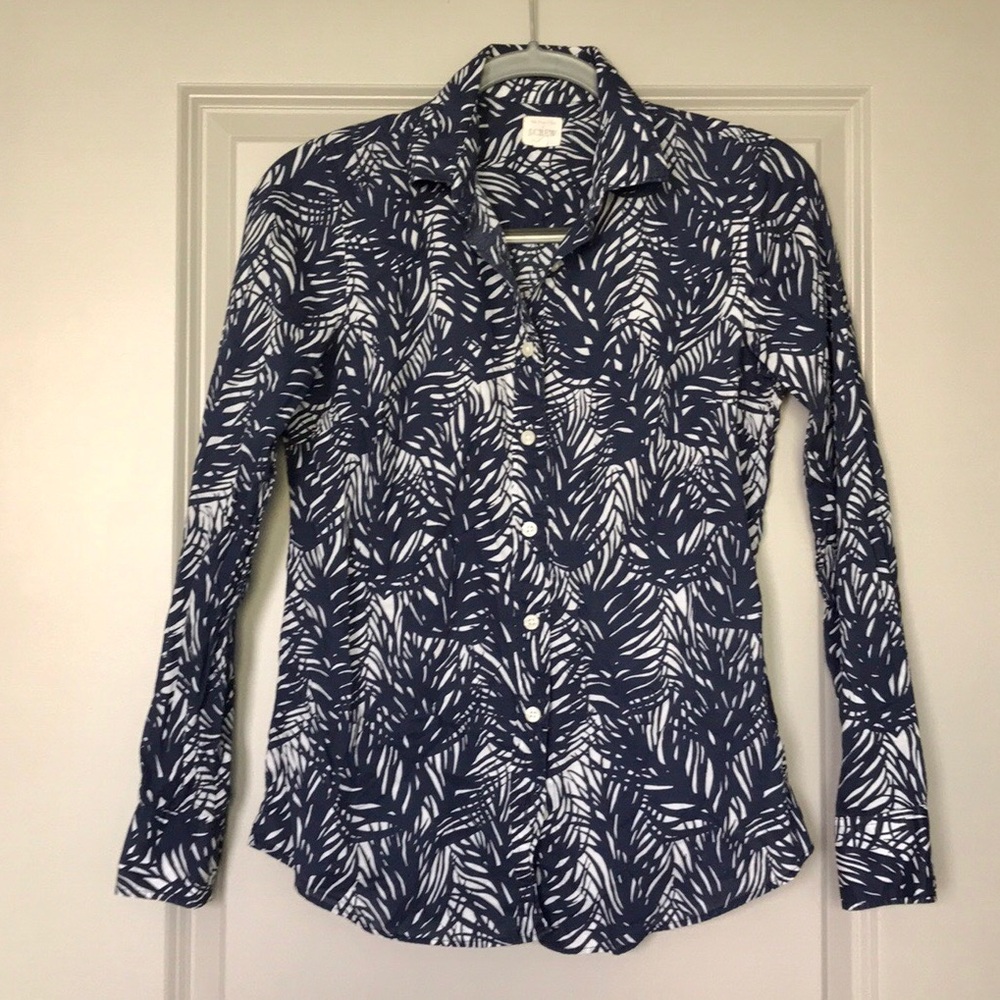 JCrew Women’s Button-down shirt | Dark Blue Palm